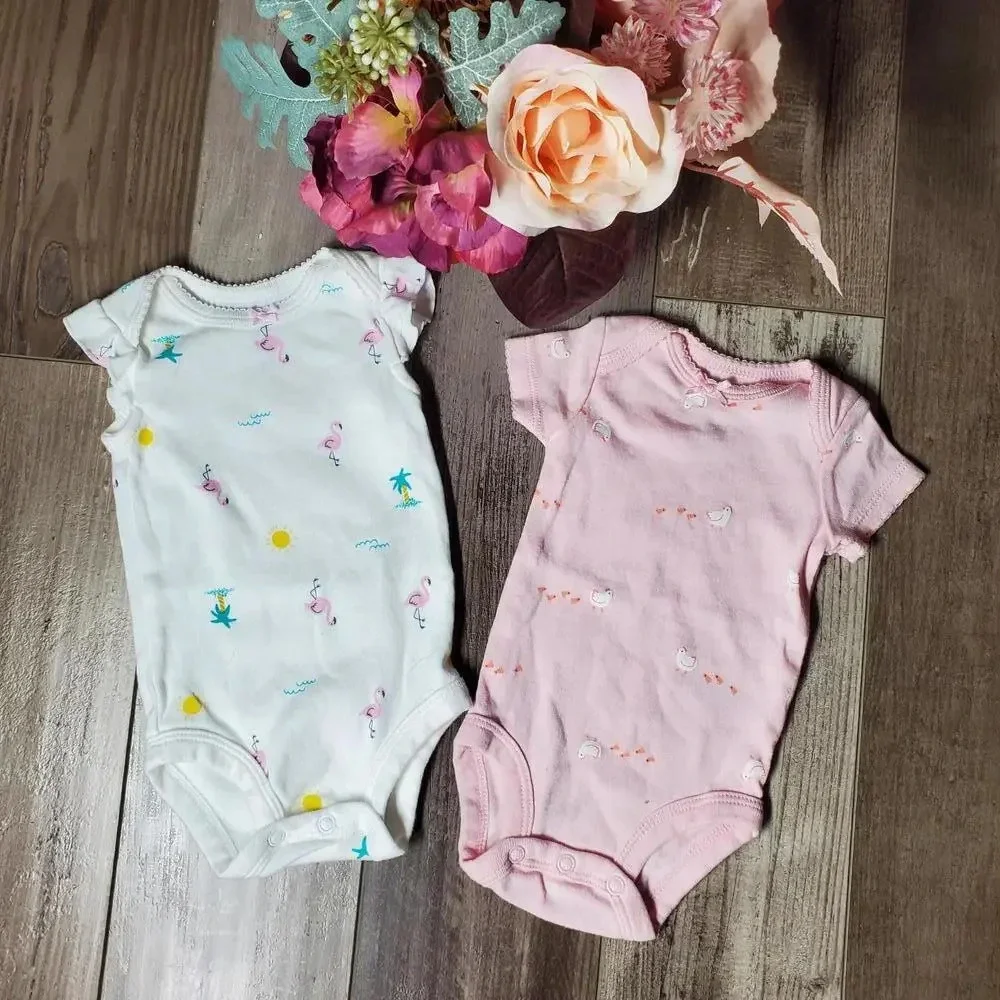 Carter's Baby Girl NB Newborn Bodysuit Top Bundle